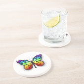 Monarch van regenboogvlinders zandsteen onderzetter (Zijkant)