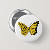 monarch van  vrouwen met zonnebloemen vlinder ronde button 5,7 cm (Voorkant /achterkant)