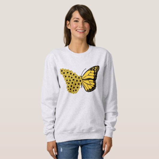 monarch van  vrouwen met zonnebloemen vlinder trui (Voorkant volledig)