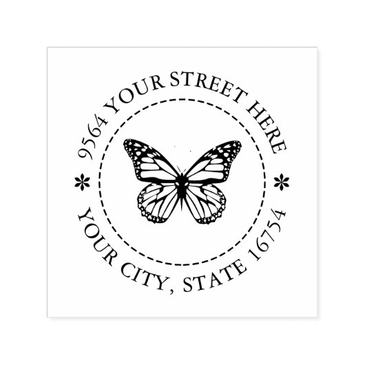 Monarch Vlinder, Aangepast adres Zelfinkkend Stam Zelfinktende Stempel (Design)