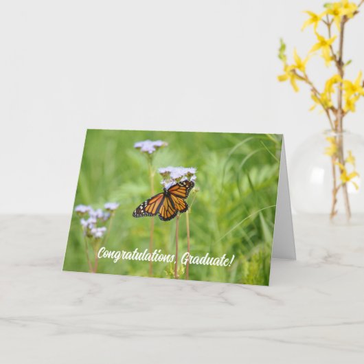 Monarch Vlinder Afstuderen Kaart (Gele Bloem)