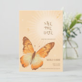 Monarch Vlinder Aquarel Trouw Save the Date (Staand voorkant)