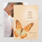 Monarch Vlinder Aquarel Trouw Save the Date (Voorkant / Achterkant)