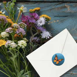 Monarch vlinder blauw ombre ronde sticker