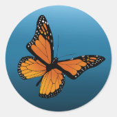 Monarch vlinder blauw ombre ronde sticker (Voorkant)