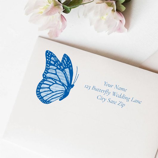 Monarch vlinder blauw ombre  zelfinktende stempel