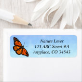 Monarch Vlinder Blauwe Hemel Adresetiketten Etiket (Insitu)