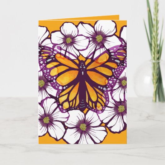 Monarch Vlinder Bloem Kaart (Voorkant)