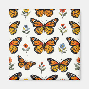 Monarch Vlinder Bloemmotief Magneet