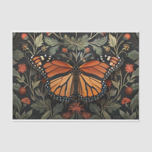 Monarch vlinder botanische decoupage tissuepapier (Voorkant)