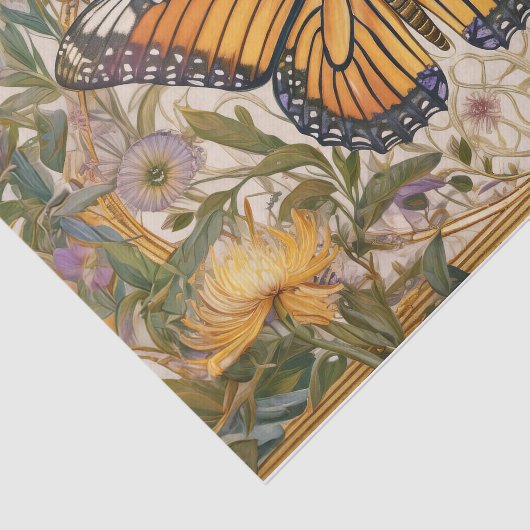 Monarch vlinder elegantie, wilde bloemen & goud tissuepapier (Detail)