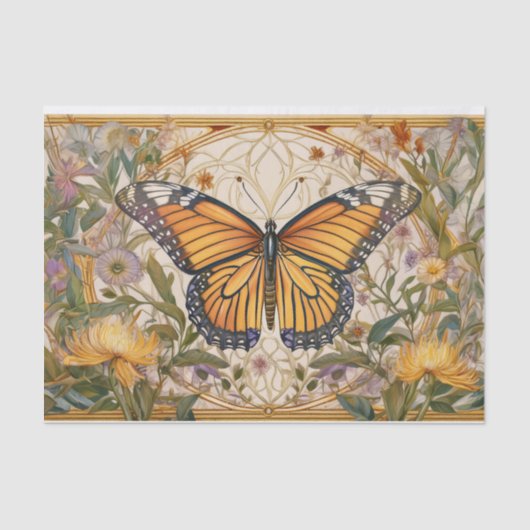 Monarch vlinder elegantie, wilde bloemen & goud tissuepapier (Voorkant)