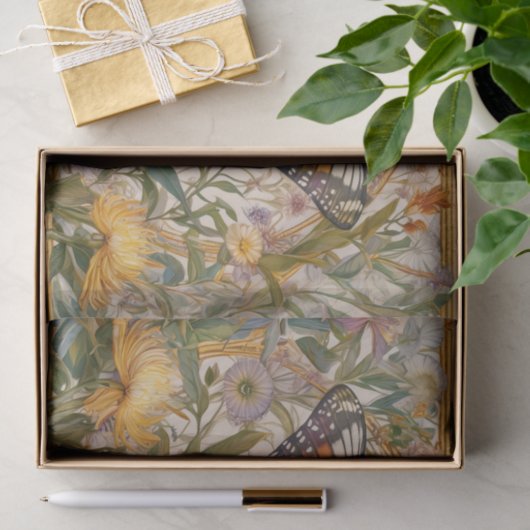 Monarch vlinder elegantie, wilde bloemen & goud tissuepapier (Geschenk)