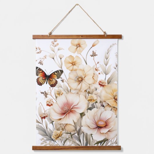  Monarch Vlinder en Bloemen Hangend Wandkleed (Voorkant)