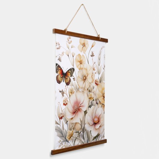  Monarch Vlinder en Bloemen Hangend Wandkleed (Gebogen)