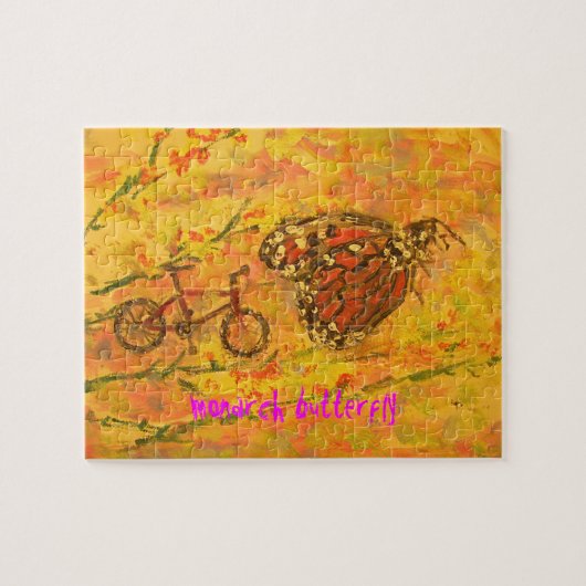 monarch vlinder en fietskunst legpuzzel (Horizontaal)