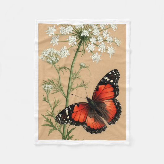 Monarch Vlinder en Wilde Bloemen Fleece Deken (Voorkant)