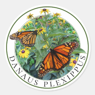 Monarch Vlinder en Zwarte Eyed Susan Rudbeckia Ronde Sticker
