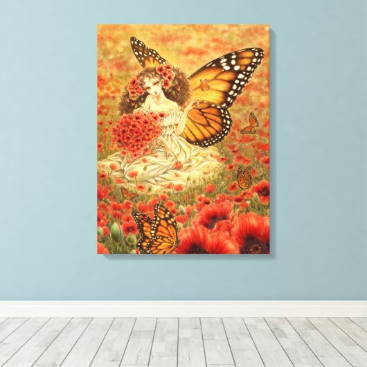 Monarch Vlinder Fairy Canvas Print (Insitu (Houten vloer))