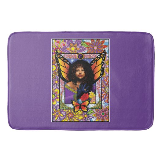 Monarch vlinder fee Paarse bloemen Badmat (Voorkant)