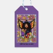 Monarch vlinder fee Paarse bloemen Cadeaulabel (Voorkant)