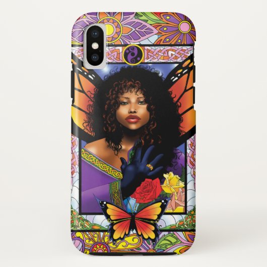 Monarch vlinder fee Paarse bloemen Case-Mate iPhone Case (Achterkant)