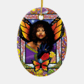 Monarch vlinder fee Paarse bloemen Keramisch Ornament (Voorkant)