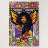 Monarch vlinder fee Paarse bloemen Legpuzzel (Verticaal)