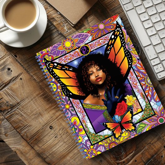 Monarch vlinder fee Paarse bloemen Notitieboek