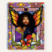 Monarch vlinder fee Paarse bloemen Notitieboek (Voorkant)