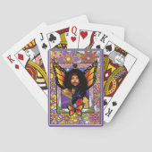 Monarch vlinder fee Paarse bloemen Pokerkaarten (Achterkant)