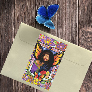 Monarch vlinder fee Paarse bloemen Rechthoekige Sticker