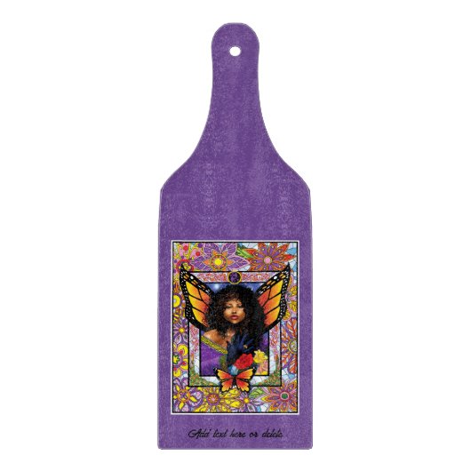 Monarch vlinder fee Paarse bloemen Snijplank (Voorkant)