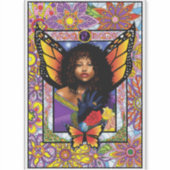 Monarch vlinder fee Paarse bloemen Sticker (Voorkant)