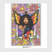 Monarch vlinder fee Paarse bloemen Sticker (Vel)