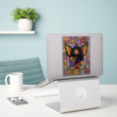 Monarch vlinder fee Paarse bloemen Sticker (Laptop op bureau)