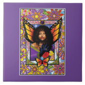 Monarch vlinder fee Paarse bloemen Tegeltje (Voorkant)