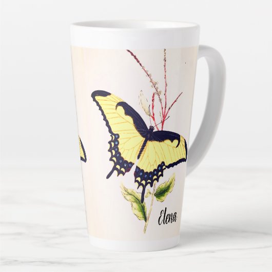  monarch vlinder gepersonaliseerde naam latte mok (Rechterhoek)