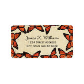  Monarch Vlinder Grens op Perkament Etiket (Voorkant)