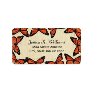 Monarch Vlinder Grens op Perkament Etiket