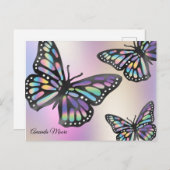 Monarch vlinder holografische folie vleugels briefkaart (Voorkant / Achterkant)