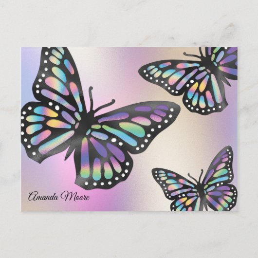 Monarch vlinder holografische folie vleugels briefkaart (Voorkant)