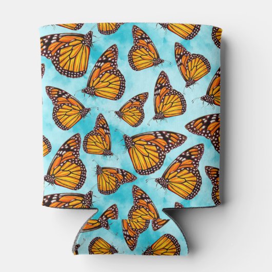 Monarch Vlinder Illustratie op Wolken Blikjeskoeler (Achterkant)