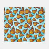 Monarch Vlinder Illustratie op Wolken Fleece Deken (Voorkant (Horizontaal))