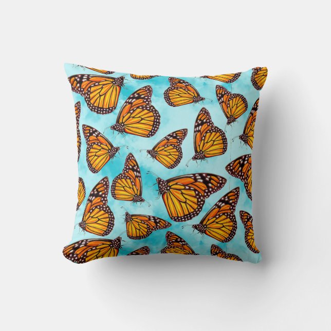 Monarch Vlinder Illustratie op Wolken Kussen (Voorkant)
