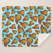 Monarch Vlinder Illustratie op Wolken Sherpa Deken (Voorkant (horizontaal))