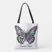 Monarch vlinder kleurrijke moderne holografie foli tote bag (Achterkant)