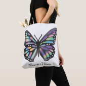 Monarch vlinder kleurrijke moderne holografie foli tote bag (Dichtbij)