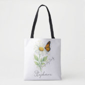 Monarch Vlinder Madelief Bloem Kies Vrolijkheid Da Tote Bag (Voorkant)