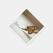 Monarch Vlinder Met Geloof Tekst Servet (Hoek)